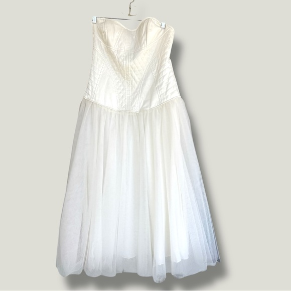 NWT Anthropologie BHLDN Strapless Satin/Tulle-Skirt Tea Length Dress Medium - Picture 4 of 16